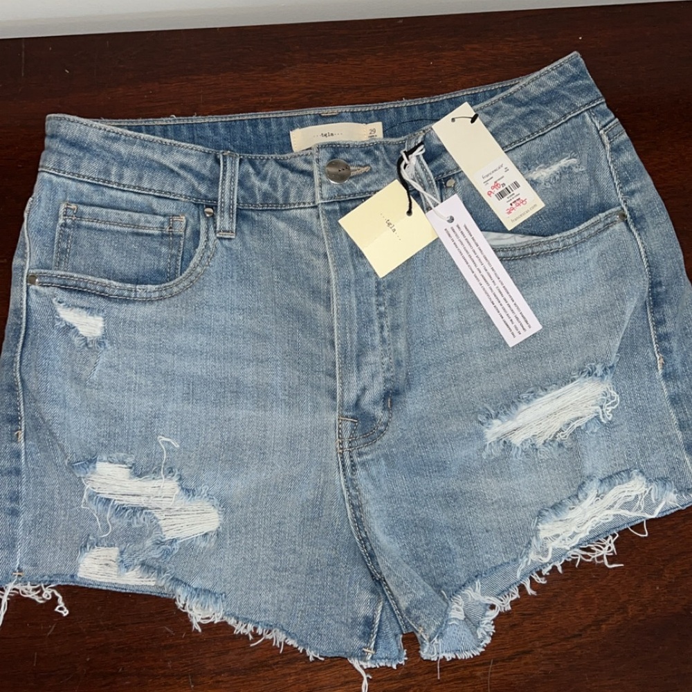 Francesca’s Distressed High-Waisted Shorts